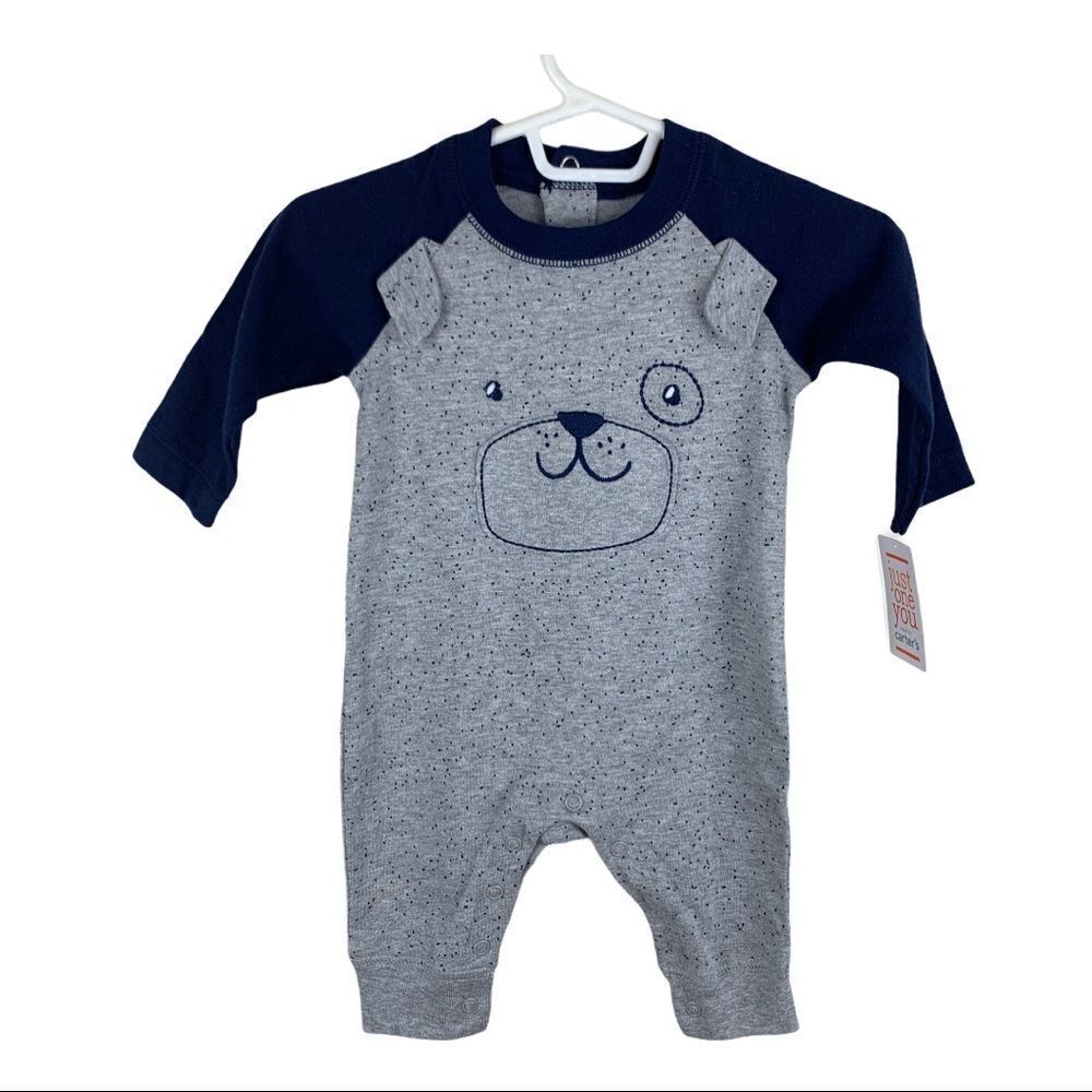 Carter’s Blue/Gray Puppy Dog Onesie w/Ears NWT